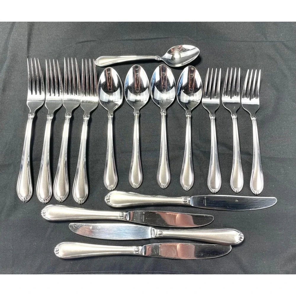 Lenox Chandelle Frosted 18/8 Stainless Flatware Mixed Lot 16 Pcs